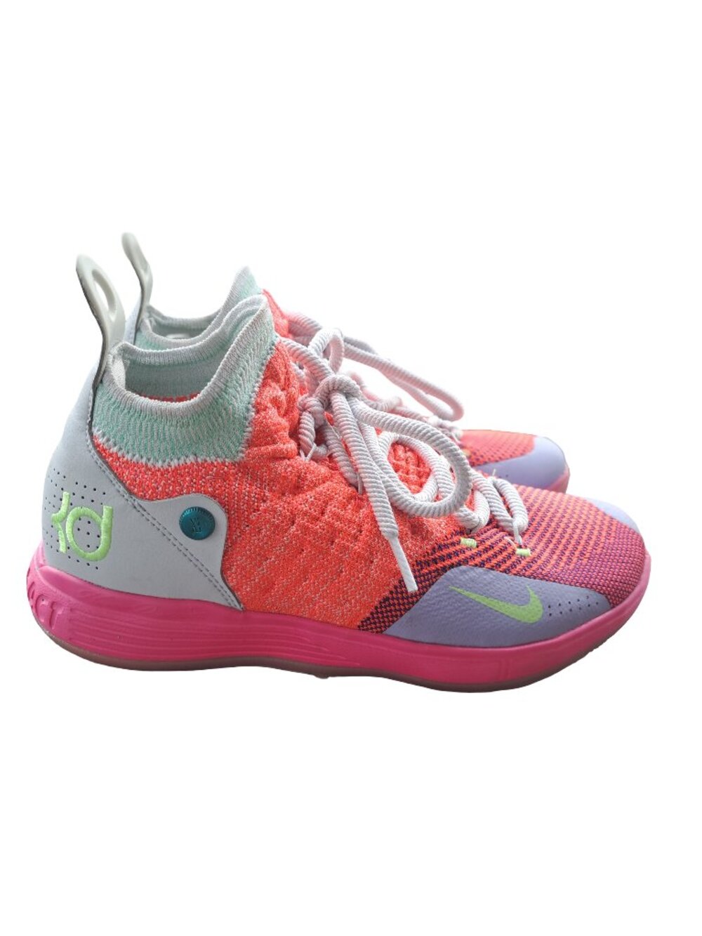 Nike KD 11 EYBL GS Hot Punch Lime Size 5.5Y AH3465-600 Basketball Shoes Sneakers